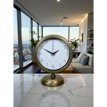 ® Yeni Ürün Vintage 25 x 20 Cm Sade Metal Masa Saati