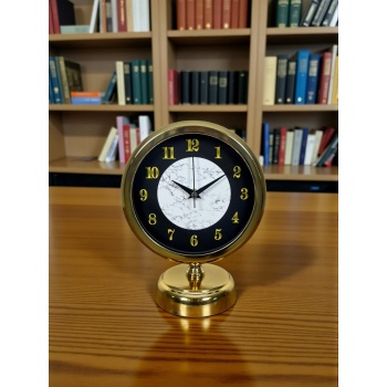 ® Yeni Ürün Mermer Işıltısı Gold 25 x 20 Cm Metal Masa Saati