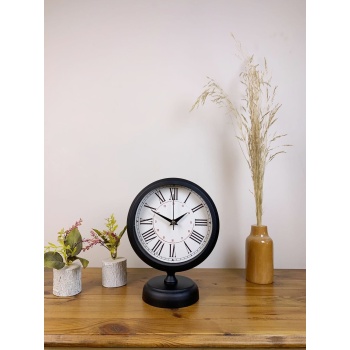 ® Yeni Ürün Siyah Metal Modern Masa Saati 25×20 cm