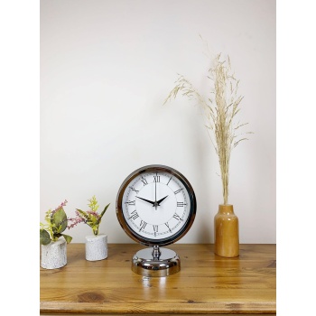 ® Yeni Ürün Krom Metal Retro Masa Saati 25×20 cm
