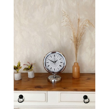 ® Yeni Ürün Krom Metal Çini Desen Roma Rakamlı Masa Saati