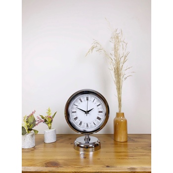 ® Yeni Ürün Krom Metal Desenli Roma Rakamlı Masa Saati