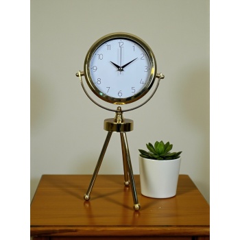 ® Yeni Ürün Luxe Glow Gold Üç Ayaklı Metal Masa Saati