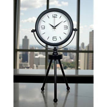 ® Yeni Ürün Black Elegant Metal Üç Ayaklı Masa Saati