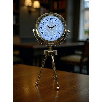 ® Yeni Ürün Gold Royal Motifli Üç Ayaklı Metal Masa Saati