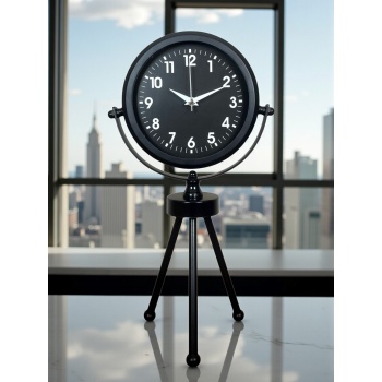 ® Yeni Ürün Black Luxury Modern Üç Ayaklı Metal Masa Saati