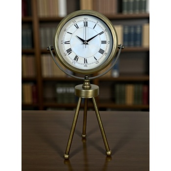 ® Yeni Ürün Eskitme Roma Rakamlı Tripod Üç Ayaklı Metal Masa Saati