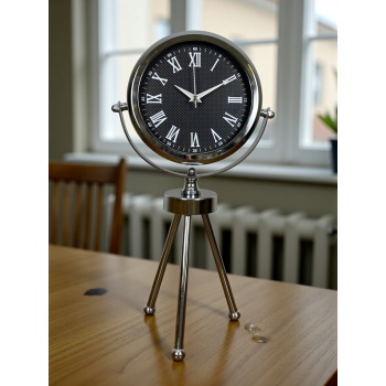 ® Yeni Ürün Krom Şık Üç Ayaklı Masa Saati