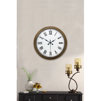 ® Yeni Ürün 36 cm Eskitme Metal Roma Rakamlı Duvar Saati