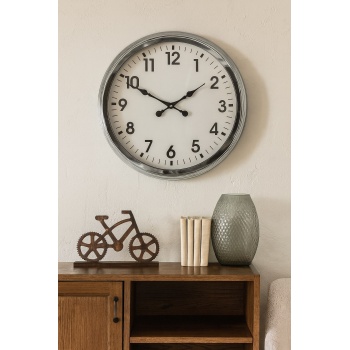 60 cm Krom Metal Duvar Saati