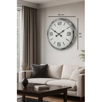 60 cm Krom Metal Dizayn Duvar Saati