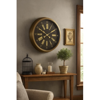 60 cm Eskitme Metal Roma Rakamlı Duvar Saati