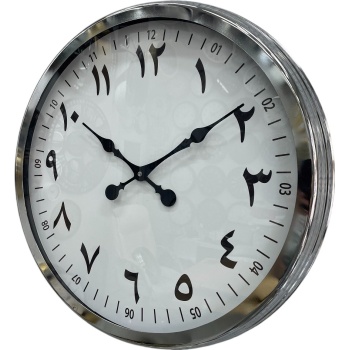 60 cm Krom Metal Farsça Duvar Saati