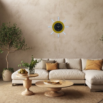 Sarı Modern Kavelalı Dümen Duvar Saati