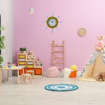 Sarı Çocuk Odası Kamelalı Dümen Duvar Saati