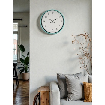 ® Yeni Ürün 36 Cm Turkuaz Standart Duvar Saati