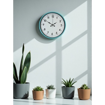 ® Yeni Ürün 36 Cm Turkuaz Dekoratif Duvar Saati