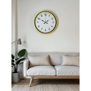 ® Yeni Ürün 36 Cm Sarı Dekoratif Duvar Saati