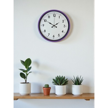 ® Yeni Ürün 36 Cm Mor Dekoratif Duvar Saati