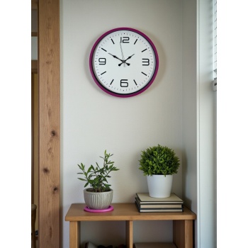 ® Yeni Ürün 36 Cm Pembe Modern Duvar Saati