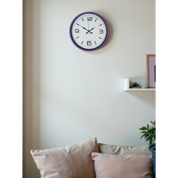 ® Yeni Ürün 36 Cm Mor Dekoratif Duvar Saati