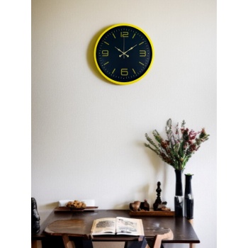 ® Yeni Ürün 36 Cm Sarı Dekoratif Duvar Saati