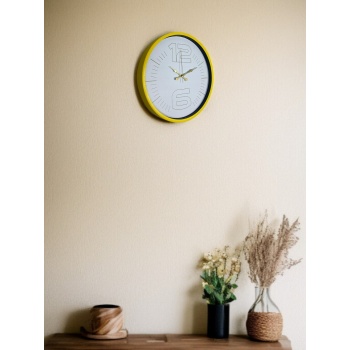 ® Yeni Ürün 36 Cm Sarı Dekoratif Duvar Saati
