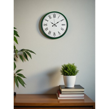 ® Yeni Ürün 36 Cm Yeşil Roma Rakamlı Duvar Saati