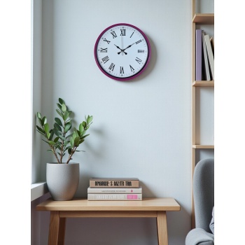 ® Yeni Ürün 36 Cm Pembe Roma Rakamlı Duvar Saati