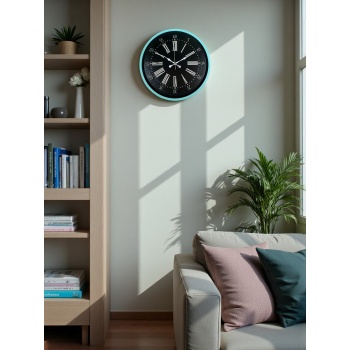 ® Yeni Ürün 36 Cm Turkuaz Dekoratif Duvar Saati