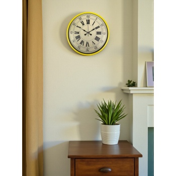® Yeni Ürün 36 Cm Sarı Retro Duvar Saati