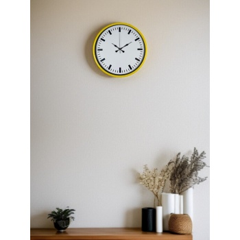 ® Yeni Ürün 36 Cm Sarı Dekoratif Duvar Saati