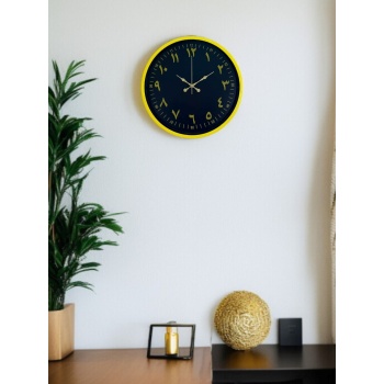 ® Yeni Ürün 36 Cm Sarı Dekoratif Arapça Rakamlı Duvar Saati