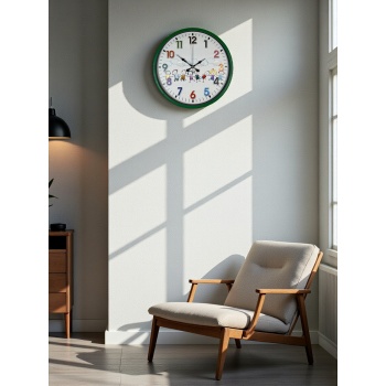 ® Yeni Ürün 36 Cm Yeşil Çocuk Odası Duvar Saati