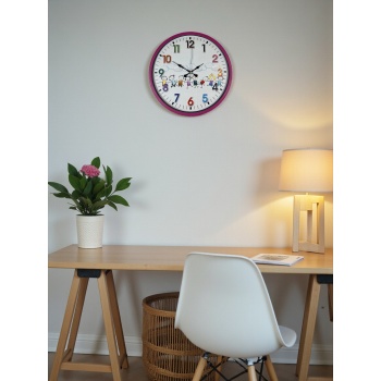 ® Yeni Ürün 36 Cm Pembe Çocuk Odası Duvar Saati