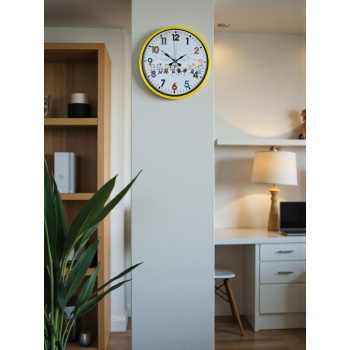 ® Yeni Ürün 36 Cm Sarı Çocuk Odası Duvar Saati
