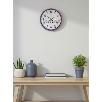 ® Yeni Ürün 36 Cm Mor Çocuk Odası Duvar Saati