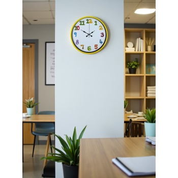 ® Yeni Ürün 36 Cm Sarı Çocuk Odası Duvar Saati