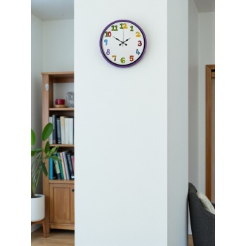 ® Yeni Ürün 36 Cm Mor Çocuk Odası Duvar Saati