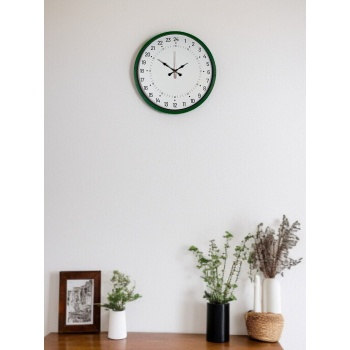 ® Yeni Ürün 36 Cm Yeşil 24 Saat Göstergeli Özel Tasarım Duvar Saati
