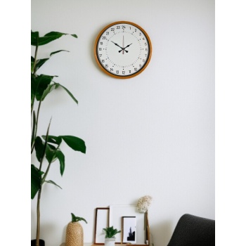 ® Yeni Ürün 36 Cm Turuncu 24 Saat Göstergeli Özel Tasarım Duvar Saati