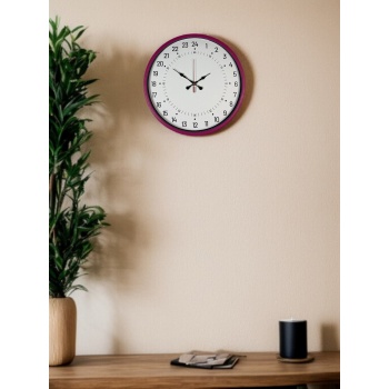 ® Yeni Ürün 36 Cm Pembe 24 Saat Göstergeli Özel Tasarım Duvar Saati