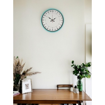 ® Yeni Ürün 36 Cm Turkuaz 24 Saat Göstergeli Özel Tasarım Duvar Saati