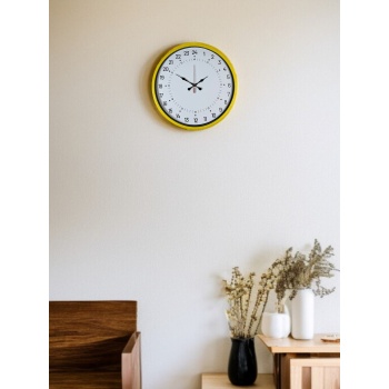 ® Yeni Ürün 36 Cm Sarı 24 Saat Göstergeli Özel Tasarım Duvar Saati