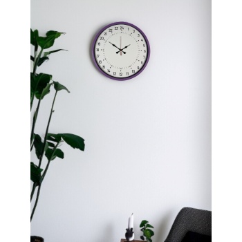 ® Yeni Ürün 36 Cm Mor 24 Saat Göstergeli Özel Tasarım Duvar Saati