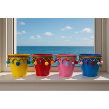 ® Yeni Ürün NF Dekoratif Saksı Akdeniz PEMBE Tekli