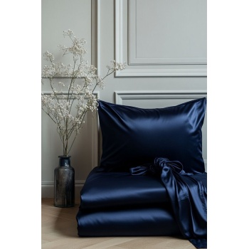 ® Yeni Ürün 2’li İpek Dokulu Saten Lacivert Yastık Kılıfı 50x70Mikrosaten, Saç ve Cilt Dostu