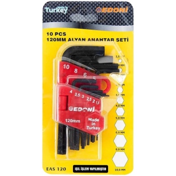 ® Yeni Ürün Eltos Edoni 120 Mm 10 Parça Alyan Seti Siyah