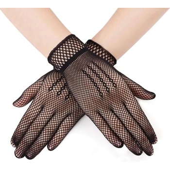 ® Yeni Ürün Siyah Renk Likralı File Eldiven Parmaklı Örgü Eldiven Yetişkin Boy