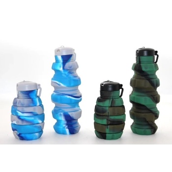 ® Yeni Ürün El Bombası Tasarımı Katlanabilir Portatif Silikon Su Şişesi 500 Ml